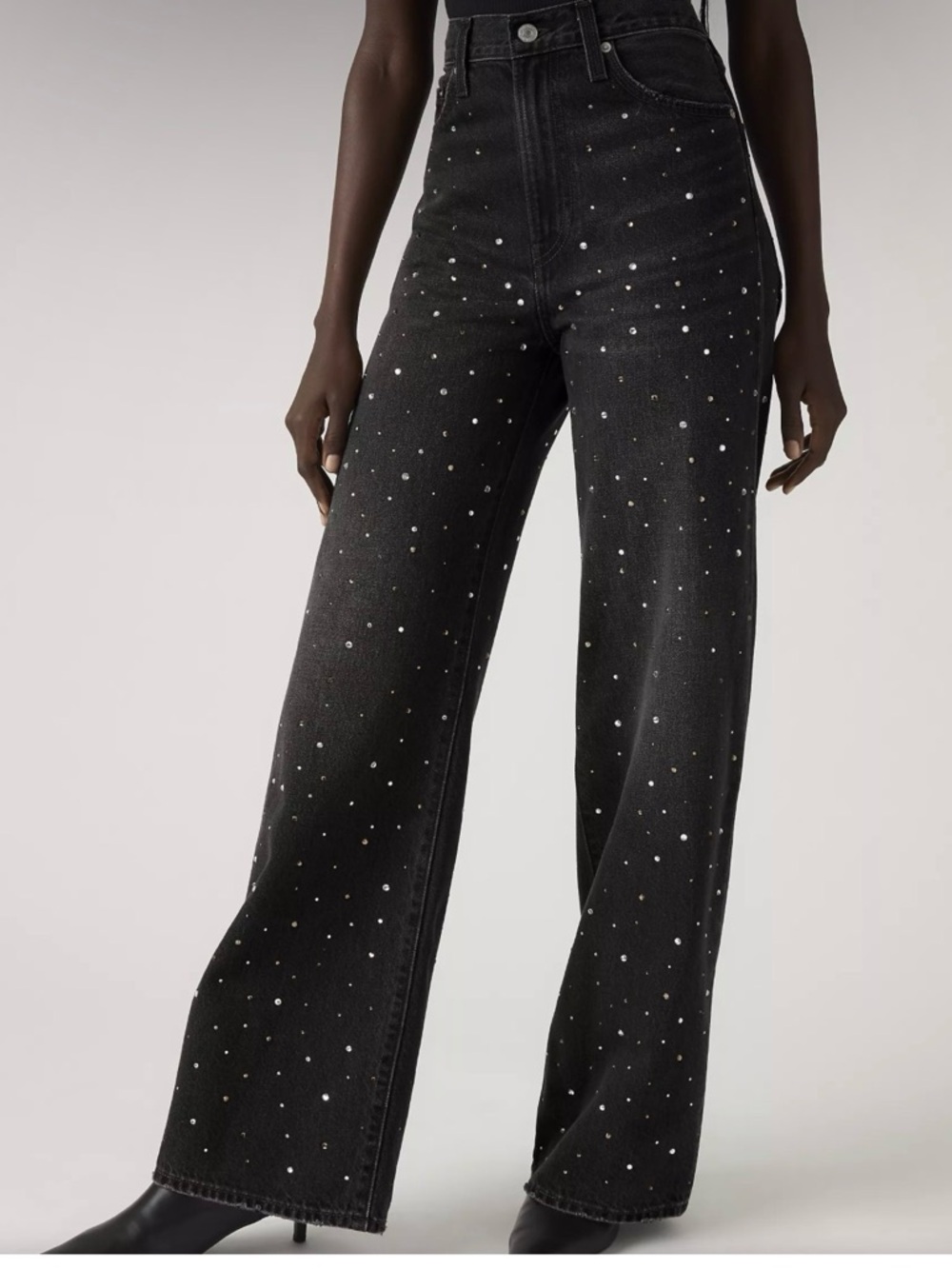 Levi's Black Ribcage Wide Leg Jeans